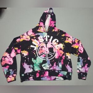 Justice Pink and Black Tie-Dye Hoodie, Size XL